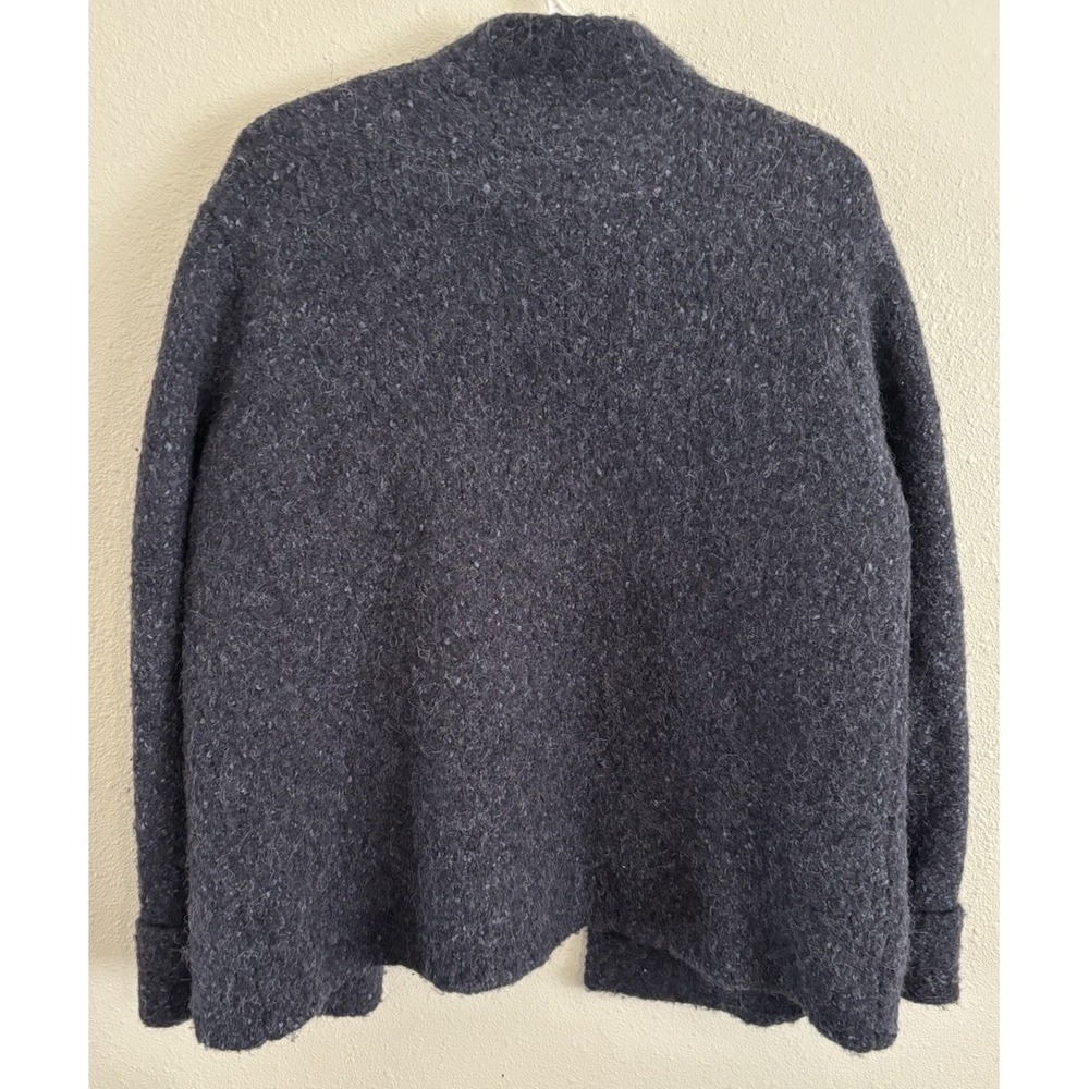 Eileen Fisher Women M Charcoal Alpaca Wool Silk Open Front Cardigan Sweater - Picture 9 of 12